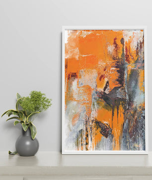 Arte abstracto texturizado en naranja y gris