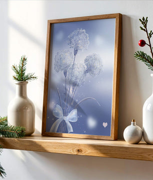 Carnations With Sparkles And Ribbon On Blue Background - Mi tienda