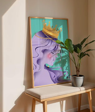 Elegant Purple-Haired Princess with Gold Crown - Mi tienda
