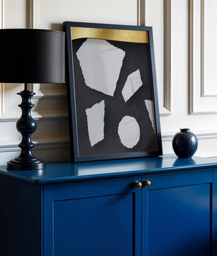 Abstract geometric design with golden accents and stone texture