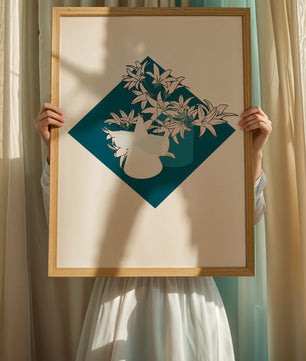 Modern Floral Design with Geometric Elements