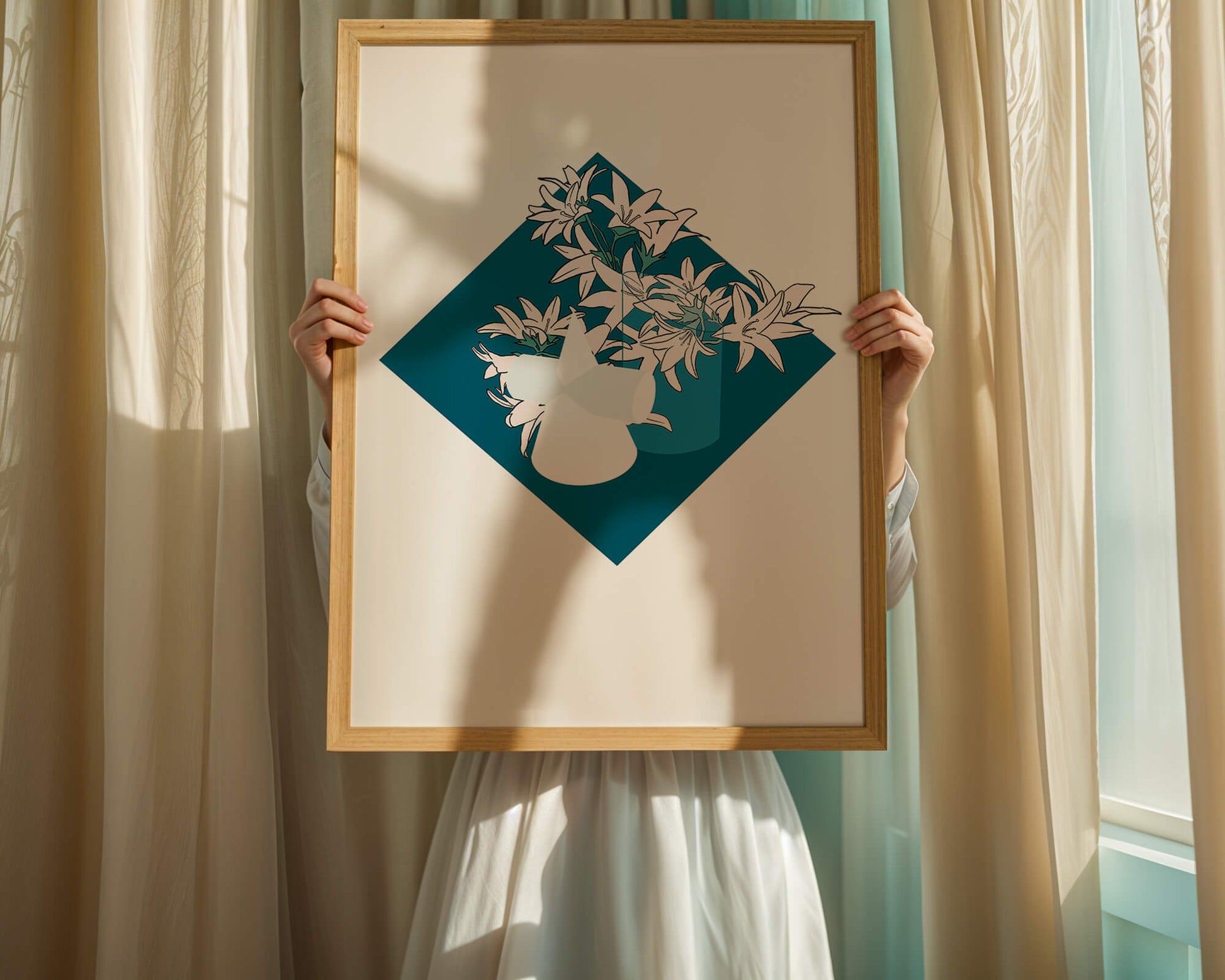 Modern Floral Design with Geometric Elements