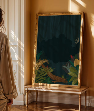 Illustrated Jungle Landscape with Lush Foliage