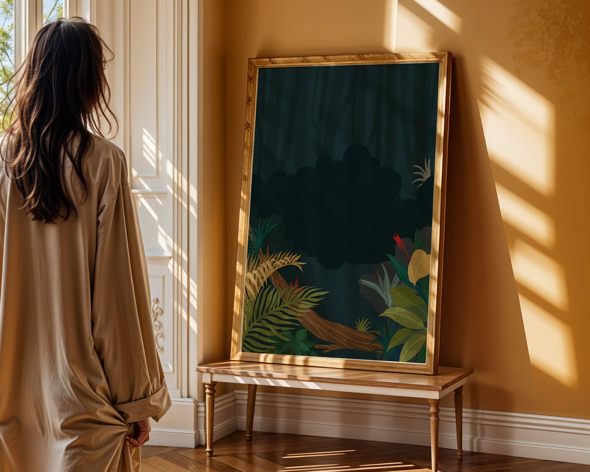 Illustrated Jungle Landscape with Lush Foliage