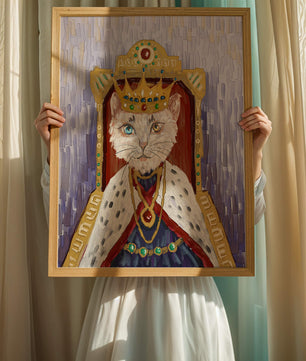 Portrait félin majestueux avec une couronne royale dorée