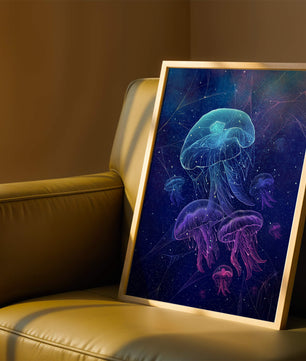 Jellyfish Illuminated in Magical Ocean Scene