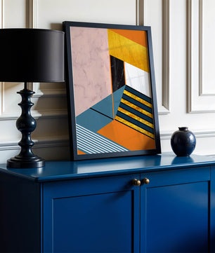Abstraktes geometrisches Design mit Marmor- und Goldtexturen
