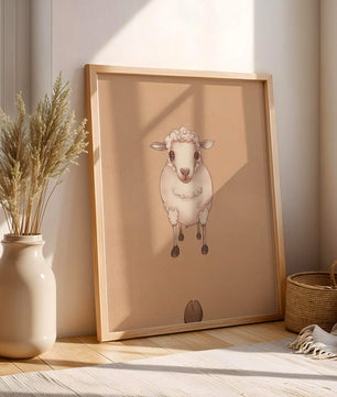 Illustration of an adorable sheep on a textured background