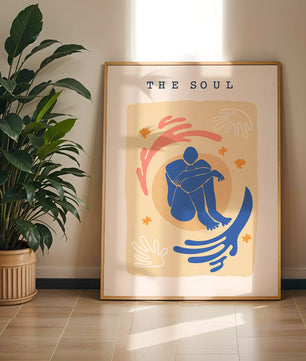 Contemplative Abstract Human Figure with Vibrant Colors and Bold Lines - Mi tienda
