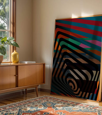Colorful Geometric Abstract Art with Concentric Stripes