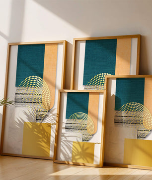Abstraktes geometrisches Design mit Texturen und goldenen Akzenten