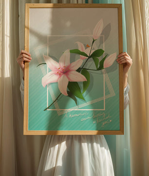 Elegant floral design with pink lilies and modern accents