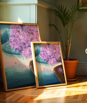 A Beautiful Cherry Blossom Tree in a Dreamlike Landscape