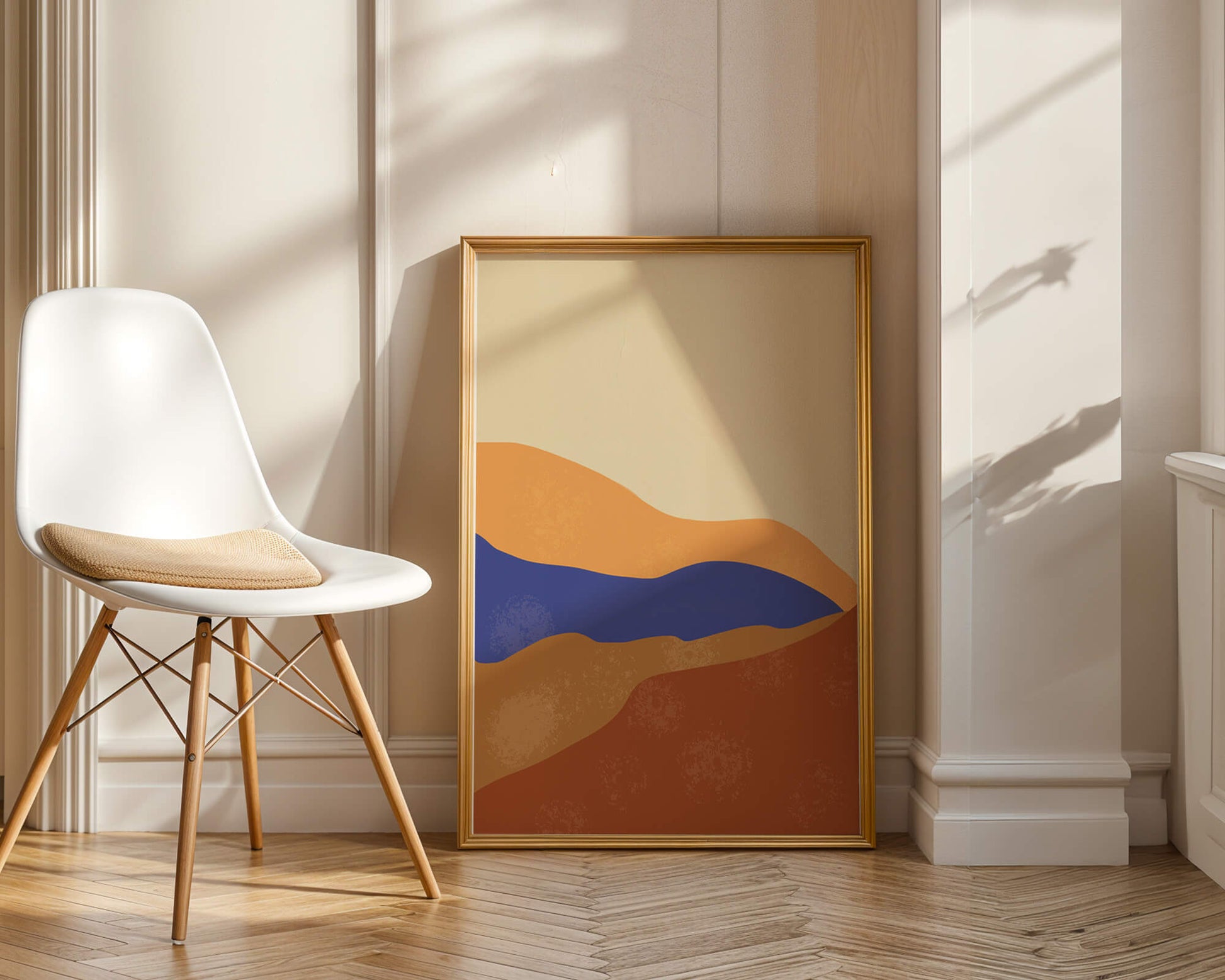 Paisaje abstracto con olas coloridas y bordes audaces