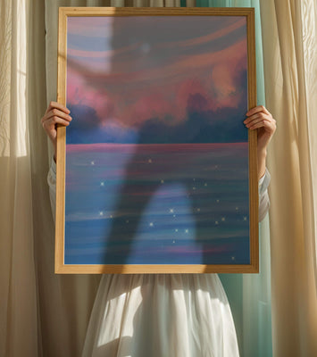 Dreamy Pastel Sky Reflecting on Sparkling Water Landscape