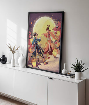 Scène de fantaisie élégante au clair de lune avec tenue traditionnelle