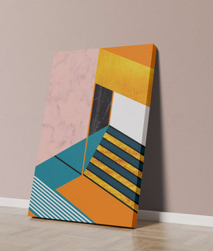 Abstraktes geometrisches Design mit Marmor- und Goldtexturen