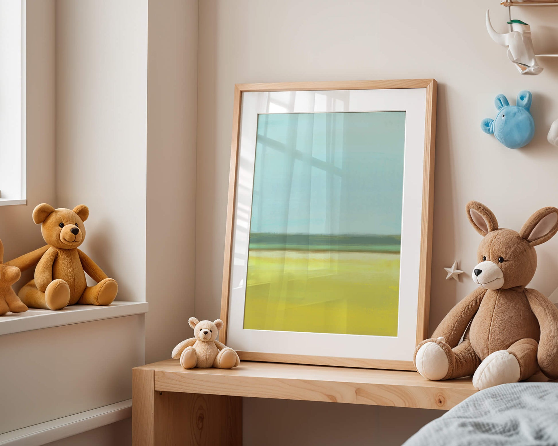 Paisaje abstracto con horizonte azul y amarillo