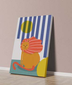 Colorful abstract lion illustration with vibrant stripes