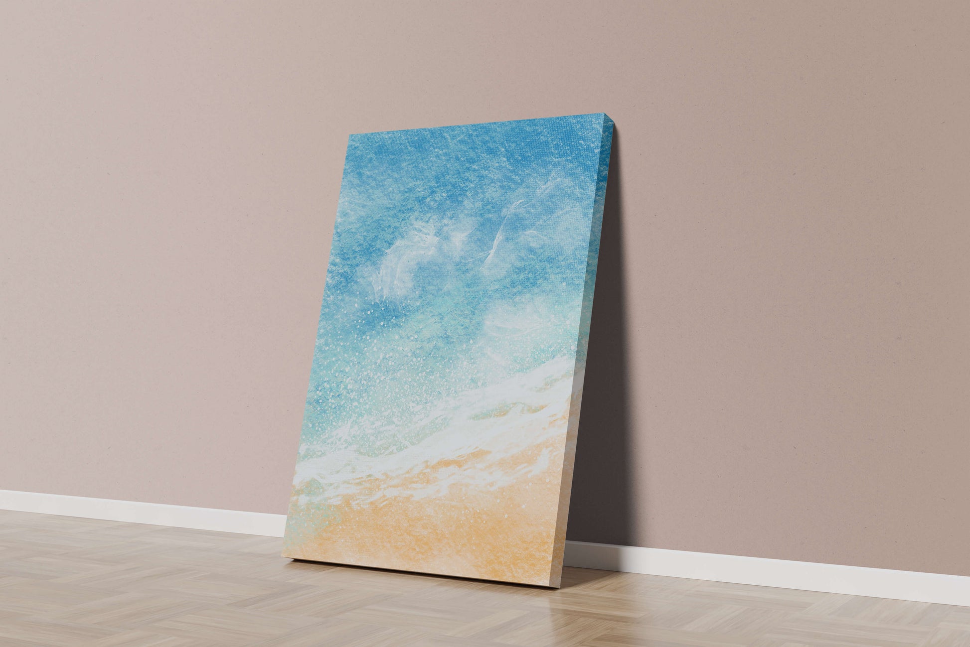 Abstract Ocean Waves with Blue and Sand Tones