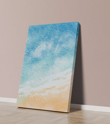 Abstract Ocean Waves with Blue and Sand Tones