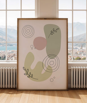 Abstract shapes and leaves in minimalistic design