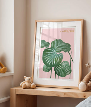 Abstract Botanical Green Leaves On Pink Background - Mi tienda