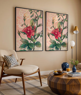 Ilustración Elegante de Rosa con Fondo Pastel Suave