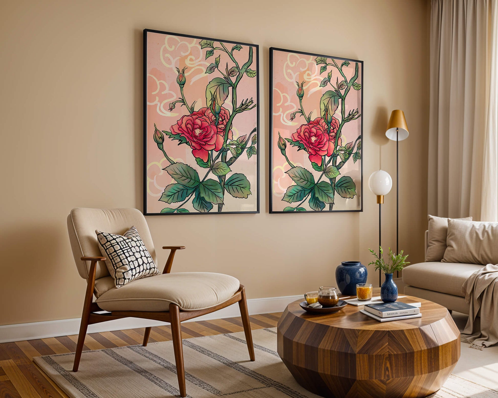 Ilustración Elegante de Rosa con Fondo Pastel Suave