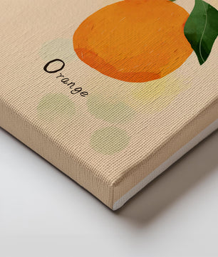 Illustration of a Single Orange with Leaves on a Textured Background - Mi tienda