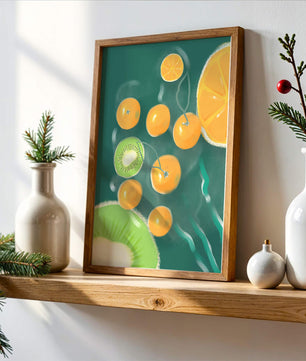 Ilustración de patrón de frutas vibrantes de kiwi y naranja