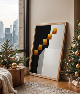 Modern abstract geometric artwork with gold accents - Mi tienda