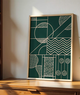 Geometric Abstract Art with Circle and Line Patterns