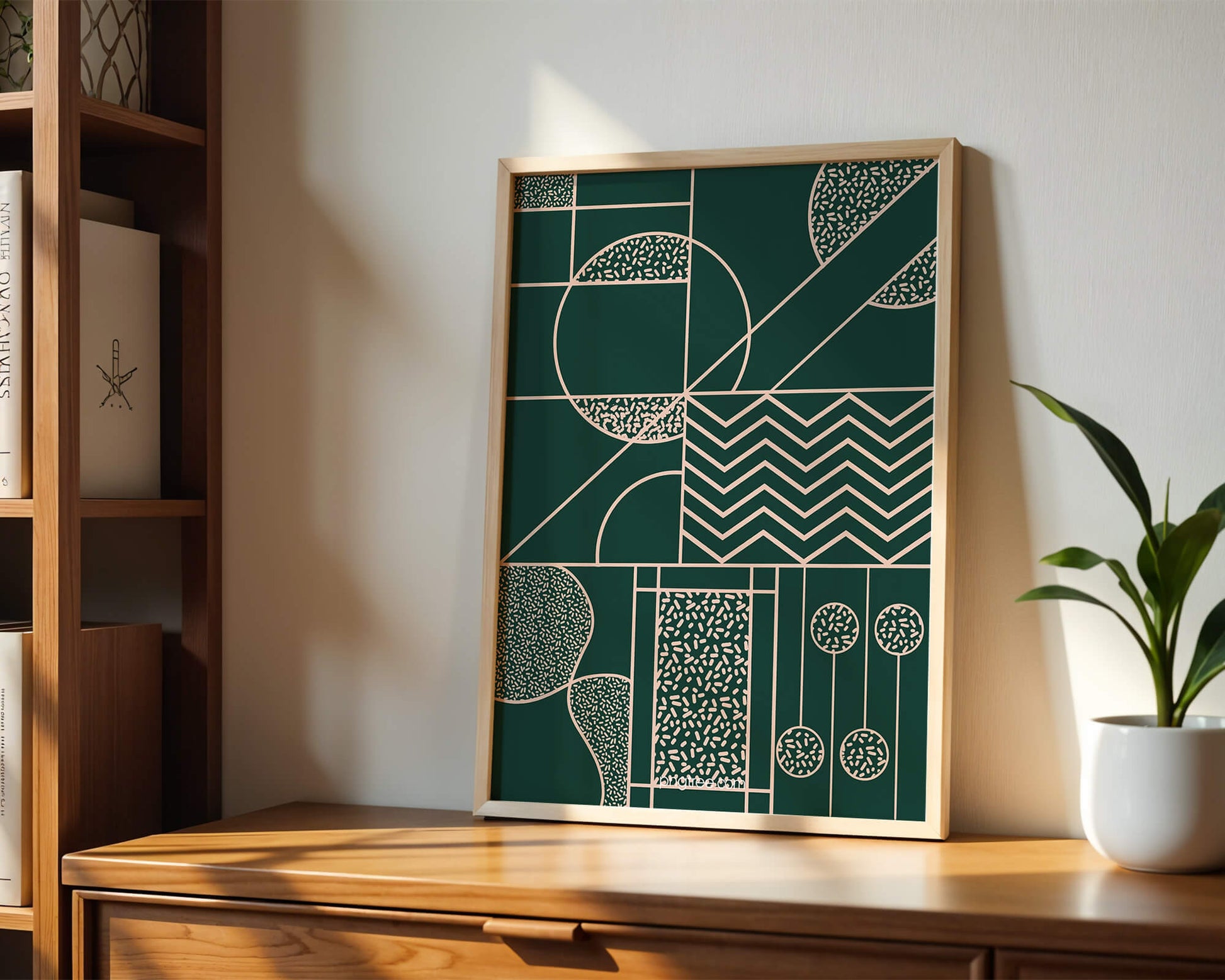 Geometric Abstract Art with Circle and Line Patterns