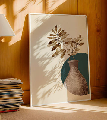 Elegant Botanical Illustration With Mandala Vase