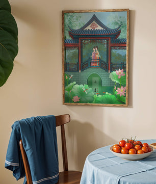 Traditional Chinese Pavilion with Women in Garden Scene - Mi tienda