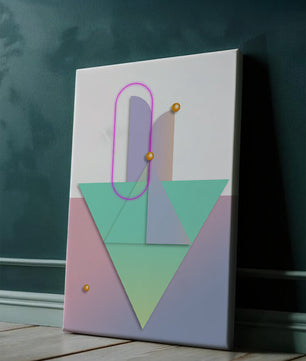 Composition géométrique abstraite avec des couleurs pastel et des éléments dorés