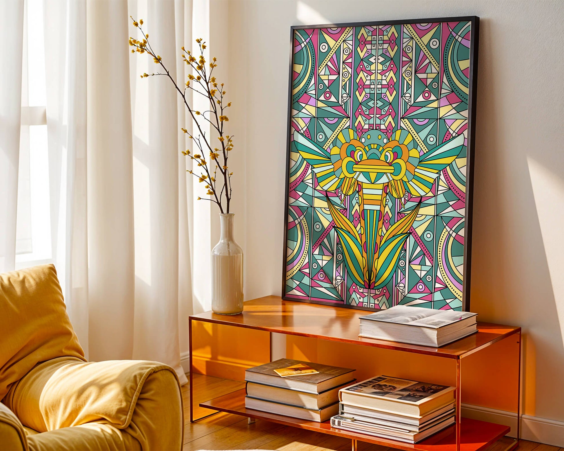 Elefante geométrico abstracto con colores vibrantes