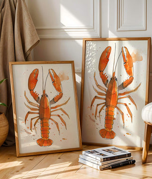 Illustrated Lobster Artwork With Splash of Colors - Mi tienda