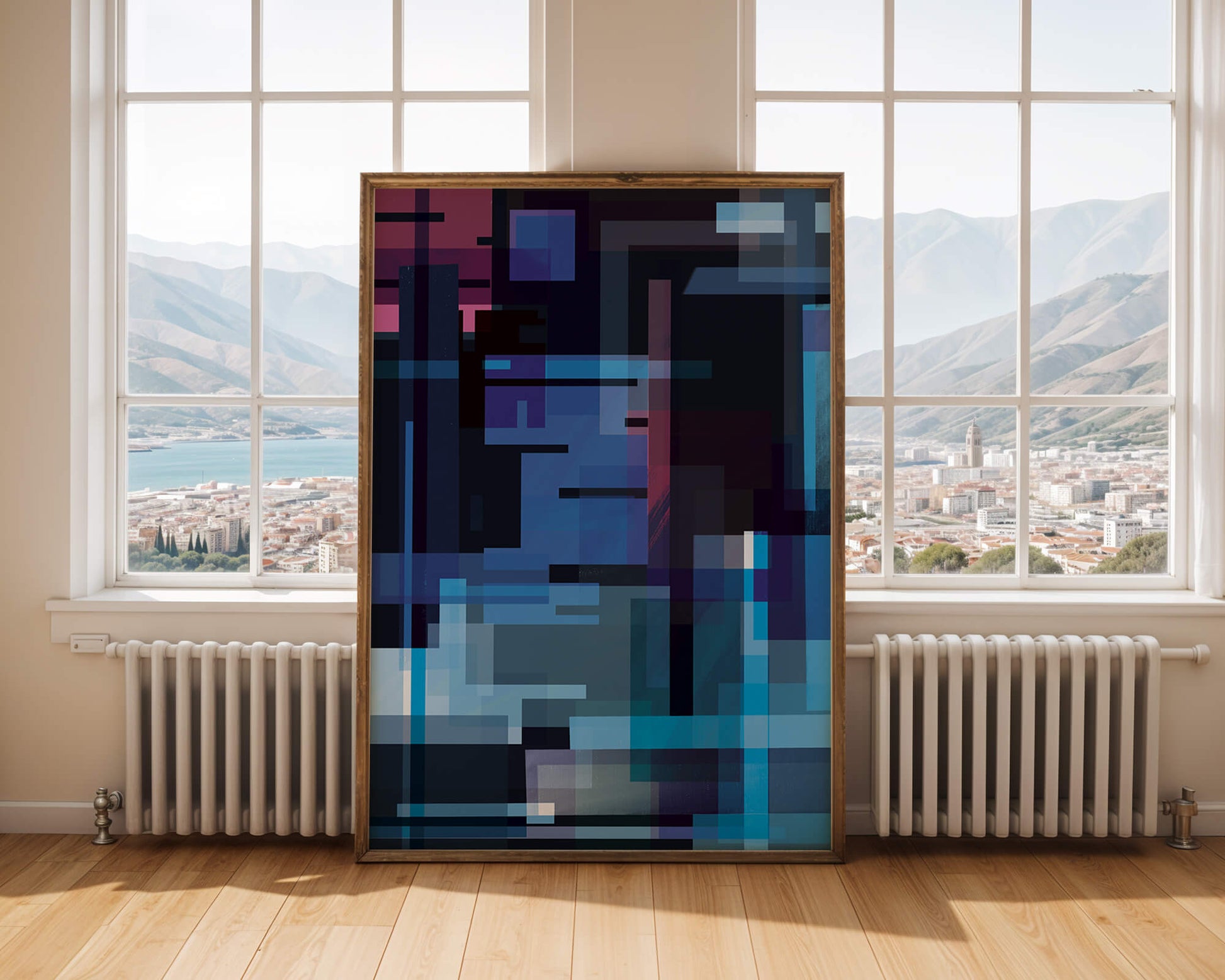 Abstract Geometric Digital Art with Blue and Purple Tones