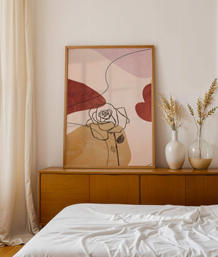 Abstract Line Art Rose with Earth Tones and Minimalist Design - Mi tienda