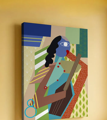 Colorful abstract geometric art with musical theme