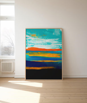 Abstract Colorful Brush Strokes with Gold Accents - Mi tienda