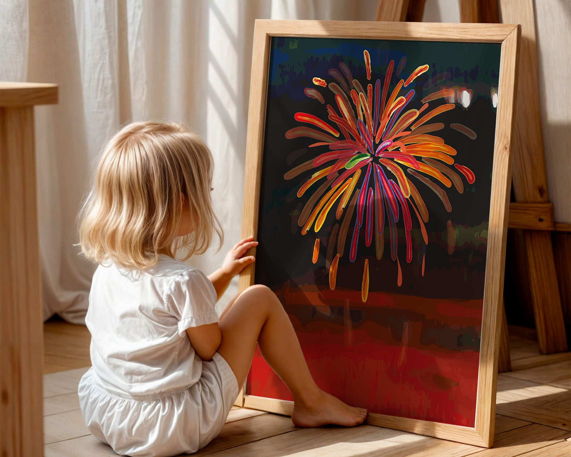 Feu d'artifice vibrant avec des éclats colorés
