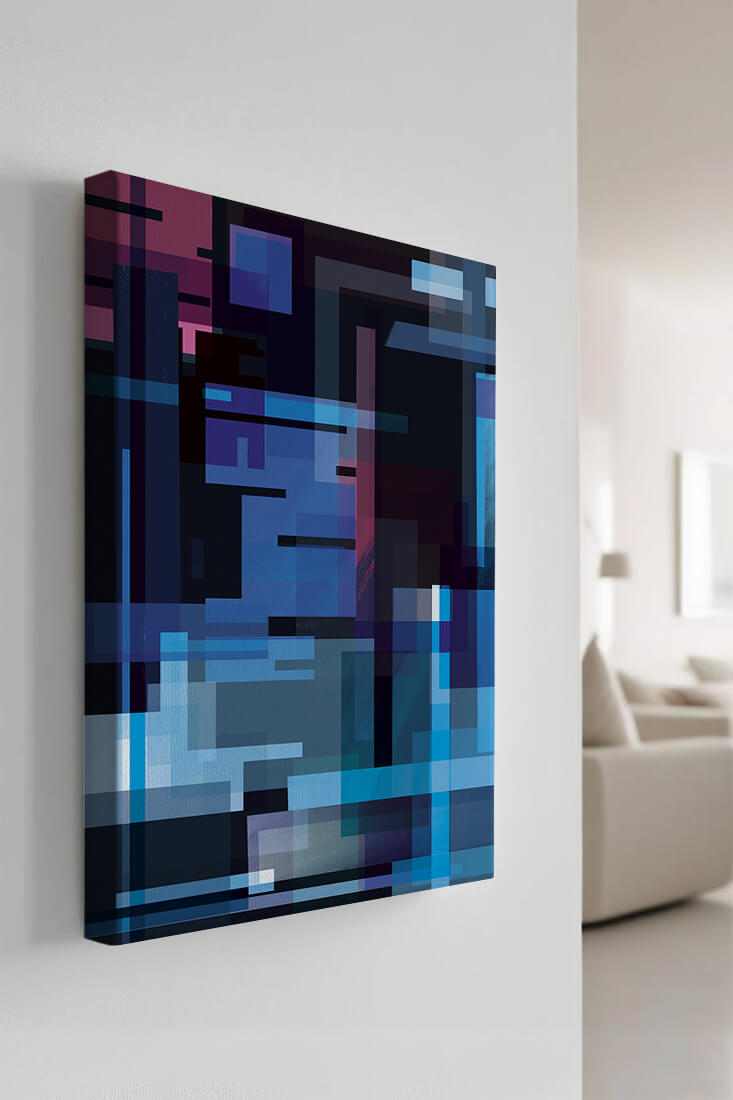 Abstract Geometric Digital Art with Blue and Purple Tones