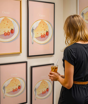 Plate with Cheese and Tomatoes on Pink Background