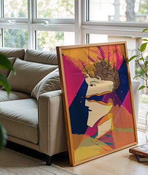 Colorful Abstract Portrait with Geometric and Golden Elements - Mi tienda
