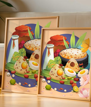 Naturaleza muerta culinaria asiática tradicional con arroz y huevos