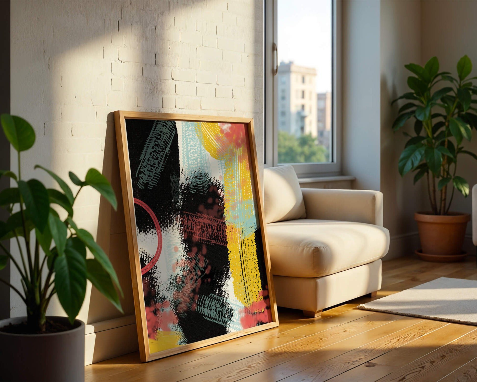 Vivid Abstract Art with Bold Colors and Expressive Brushstrokes