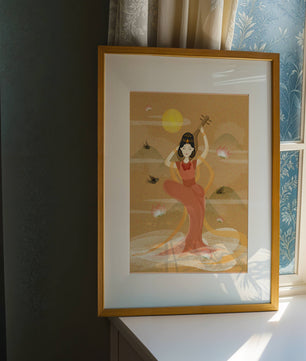 Serene Oriental Woman Playing Instrument Amidst Nature - Mi tienda
